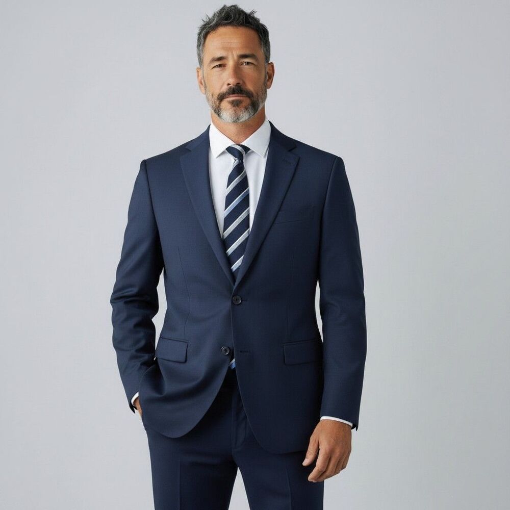 DKNY Men's Blazer 40R Sport Coat Two Button Suit Jacket Navy Blue 2-Vent Wool